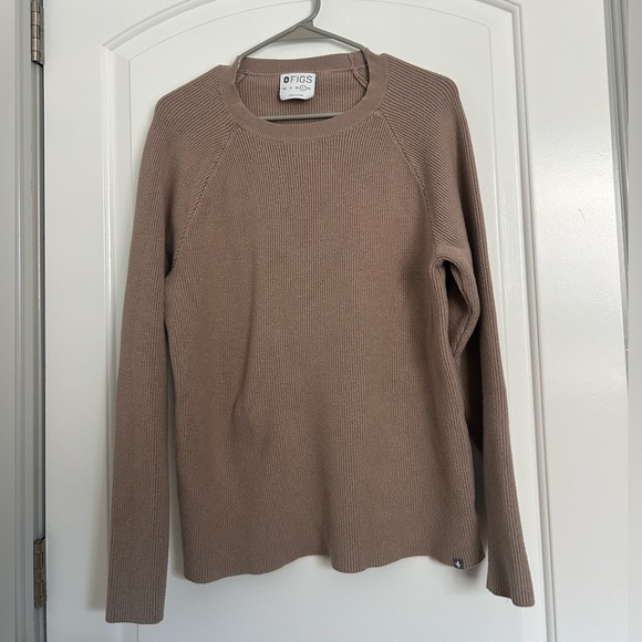 FIGS Knit Loungewear Ribbed Knit Pullover Sweater Large Women’s Latte Beige - Picture 1 of 13